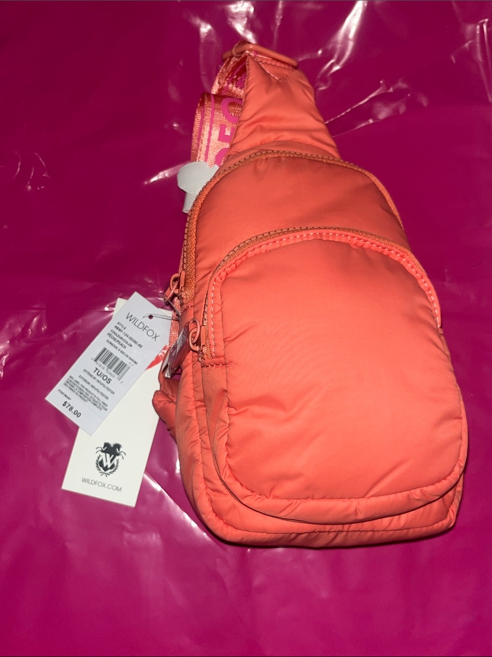 Wildfox Neon Coral Crossbody Sling Bag